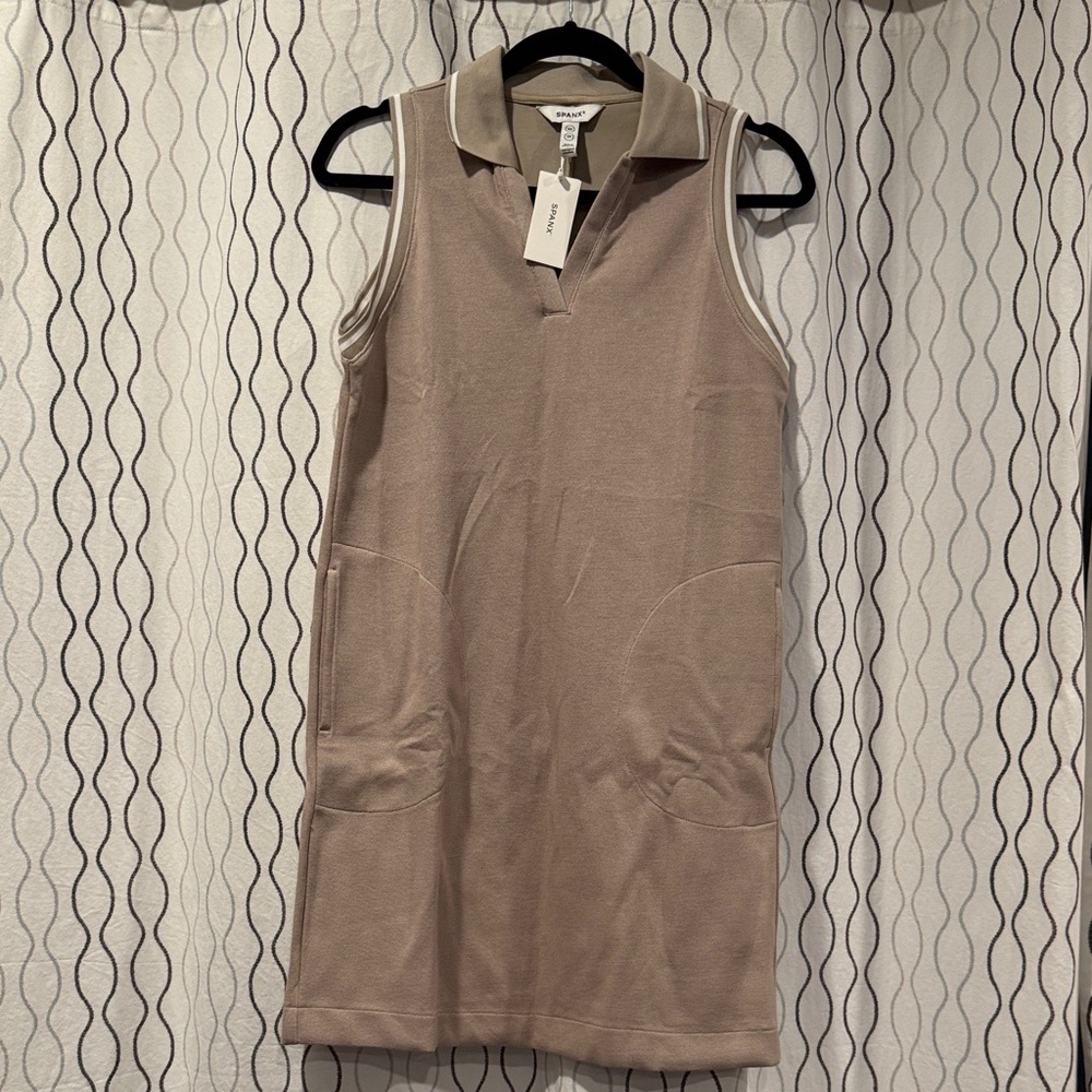 SPANX Taupe Collared Sleeveless Dress